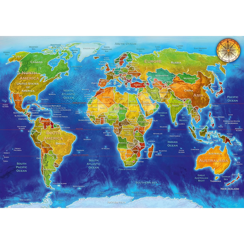 [現貨]。正版拼圖。可免費代拼。Bluebird。1000片。World Geo-Political Map-世界地圖