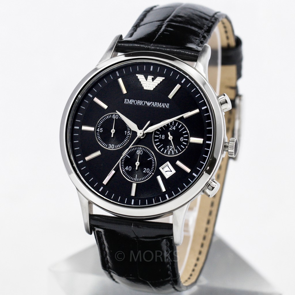 現貨 EMPORIO ARMANI AR2447 手錶 43mm 亞曼尼 皮帶 黑面盤 計時 男錶女錶