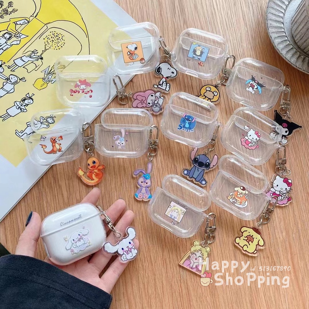 airpods1/2/3代 保護套 卡通 airpods pro 保護套 防摔 保護殼 史努比 史黛拉 史迪奇 透明軟殼