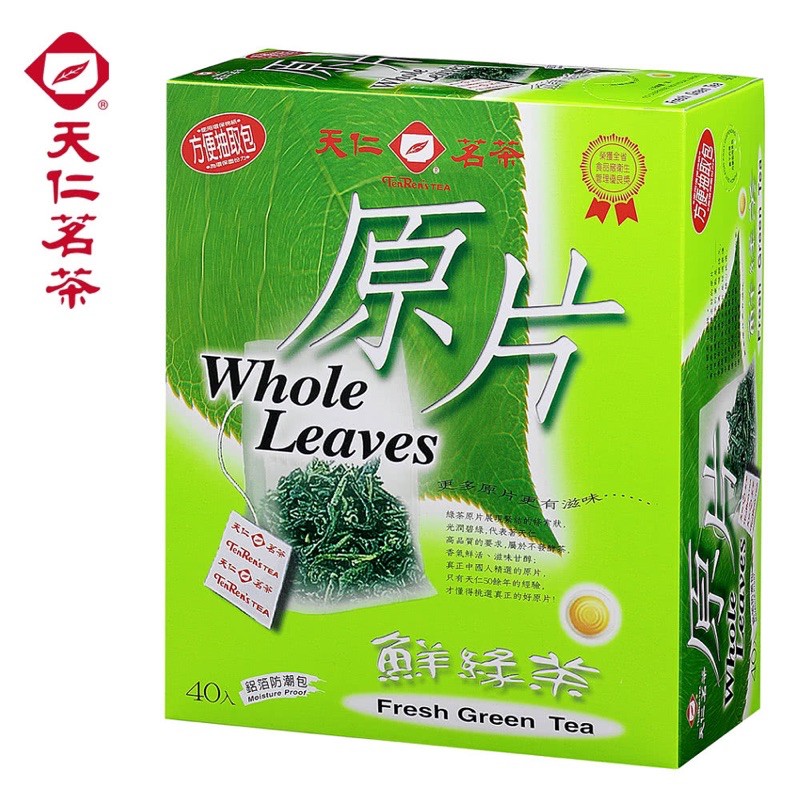 【天仁茗茶】天仁鮮綠茶原片袋茶40入