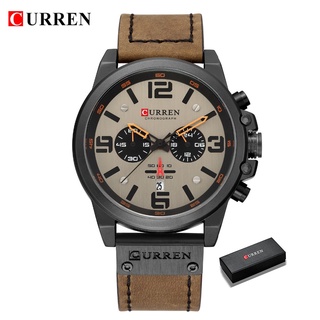 CURREN 男士手錶頂級奢華品牌防水運動計時碼表石英軍事真皮革錶 8314