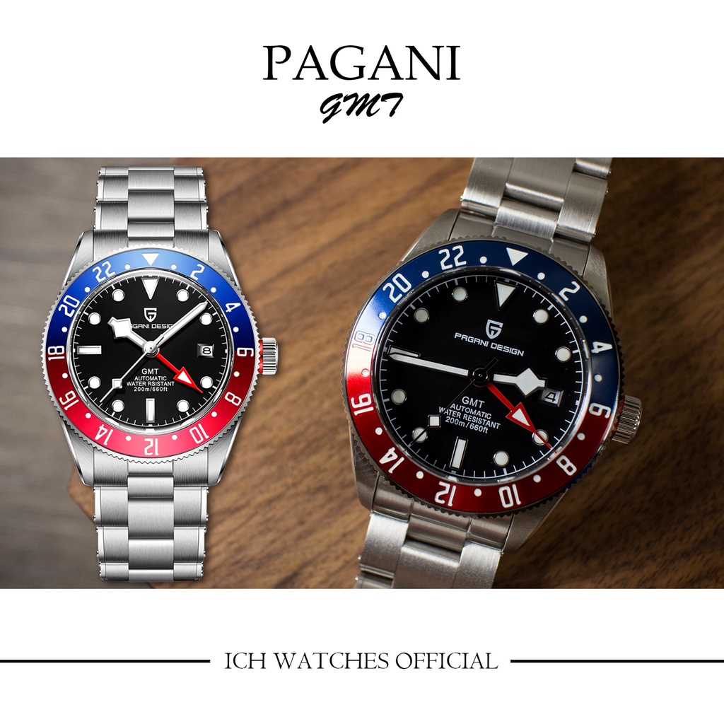 原裝進口美國 PAGANI DESIGN GMT系列男錶機械錶-手錶潛水錶第二時區運動錶生日禮物情人節禮物父親節禮物