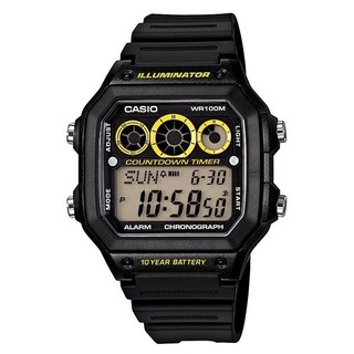 CASIO 10年電力電子錶款.防水100米、世界時間、計時碼錶AE-1300W1A AE-1200WH 學生錶