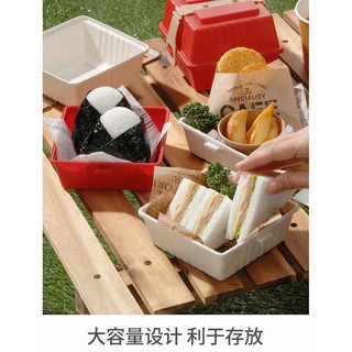 【現貨】日本/中國製白色/紅色漢堡便當盒 三明治保鮮盒 密封盒 食品水果收納盒 環保餐盒 野餐盒 造型餐盒 KT