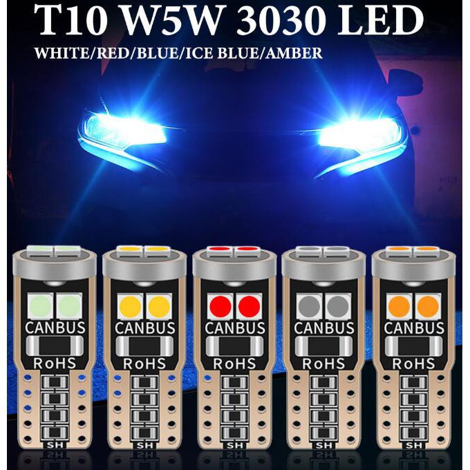 1個 T10 W5W 汽車儀表板燈 LED T10 車內燈 194 501 6SMD 3030 燈板頂燈 12V閱讀燈