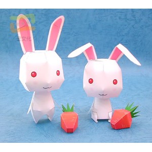 Q版兔子兩隻 立體紙模型 手工 DIY 3D 摺紙 折紙 紙製品 卡通 動物 rabbit