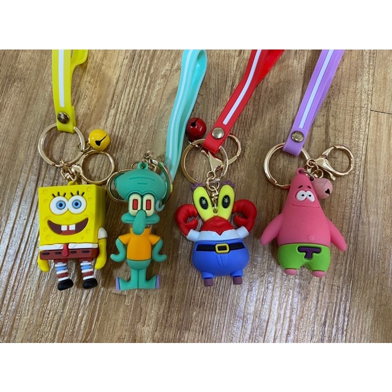 「BUY起來！」現貨 海綿寶寶 派大星吊飾 蟹老闆 章魚哥公仔鑰匙圈 pvc立體公仔鑰匙扣 小吊飾 卡通鑰匙圈