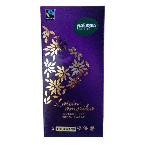 NATURATA 拉丁美洲100%黑巧克力 80g/片