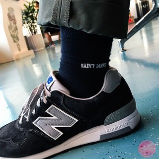 【 Hong__Store 】SAINT JAMES Logo Socks 襪子 刺繡 黑 中筒 高筒