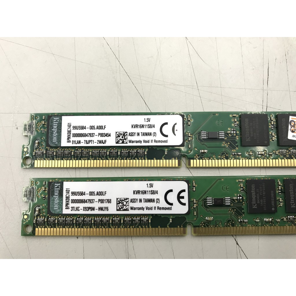 金士頓 DDR3 1600 4GX2=8G 雙面顆粒