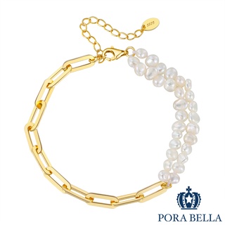 <Porabella>925純銀14K金雙層珍珠手鍊手環 波西米亞珍珠手鍊 簡約大方氣質 ins風 Bracelets