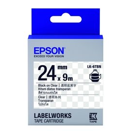 EPSON C53S656406 LK-6TBN透明系列透明底黑字標籤帶(寬度24mm)
