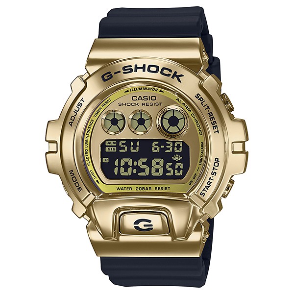 G-SHOCK 經典圓形設計超質感金屬錶殼計時碼錶200米防水電子錶（金）_ GM-6900G-9
