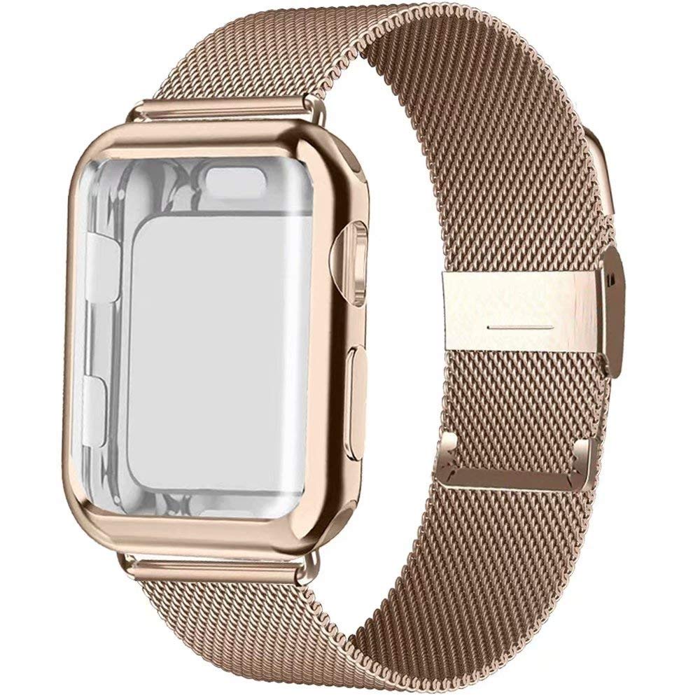 米蘭錶帶+錶殼適用apple watch SE 8 7 6 5 4 3 2 1 49mm 蘋果手錶金屬不銹鋼金屬錶帶