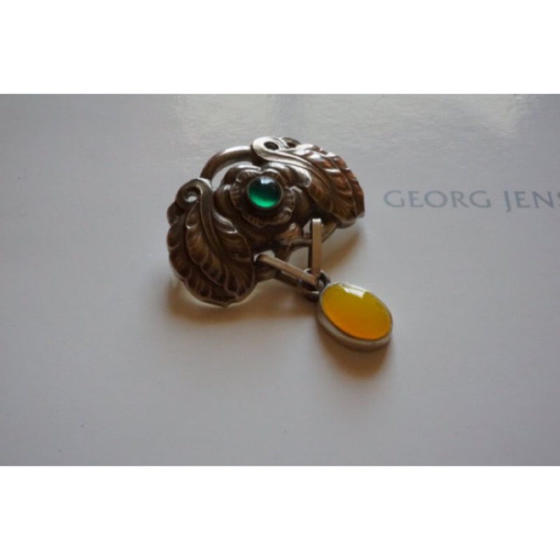 全新 專櫃正品真品 GEORG JENSEN 喬治傑生之 2008年度項鍊胸針 寶石款 限量 丹麥製
