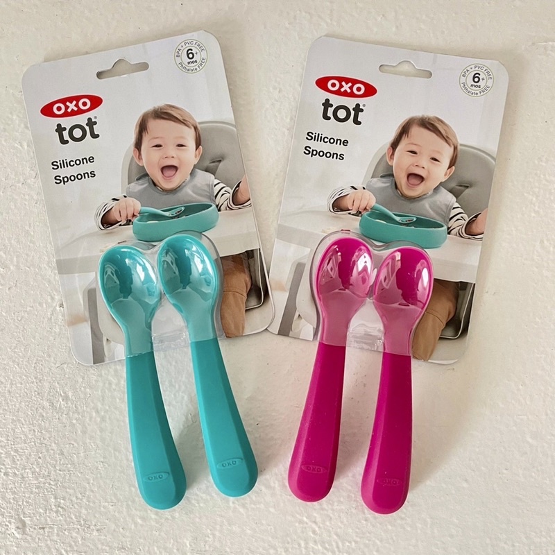 ［現貨］美國OXO tot 寶寶握全矽膠湯匙2支組 嬰兒學習湯匙全矽膠副食品湯匙 幼兒湯匙 學習餐具 副食品湯匙