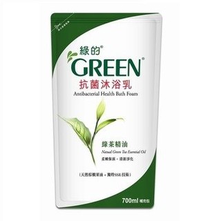 全新 綠的GREEN 抗菌沐浴乳 綠茶精油 700ml 補充包 綠茶精油，帶來清新香氛享受