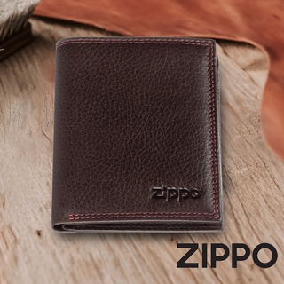 ZIPPO 棕色牛皮三折皮夾(直立款) 皮件皮夾 錢包 皮包 男生皮夾 男士短夾 真皮皮夾 牛皮皮夾 2006048