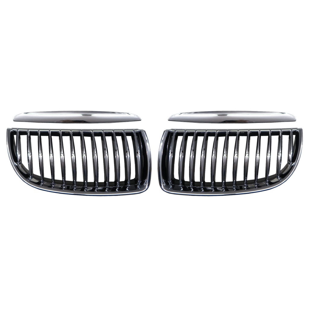 出清-卡嗶車燈 適用於 BMW E90 E91 05 06 07 08 09 改款前 電鍍黑底 鼻頭 電黑 水箱罩 中網