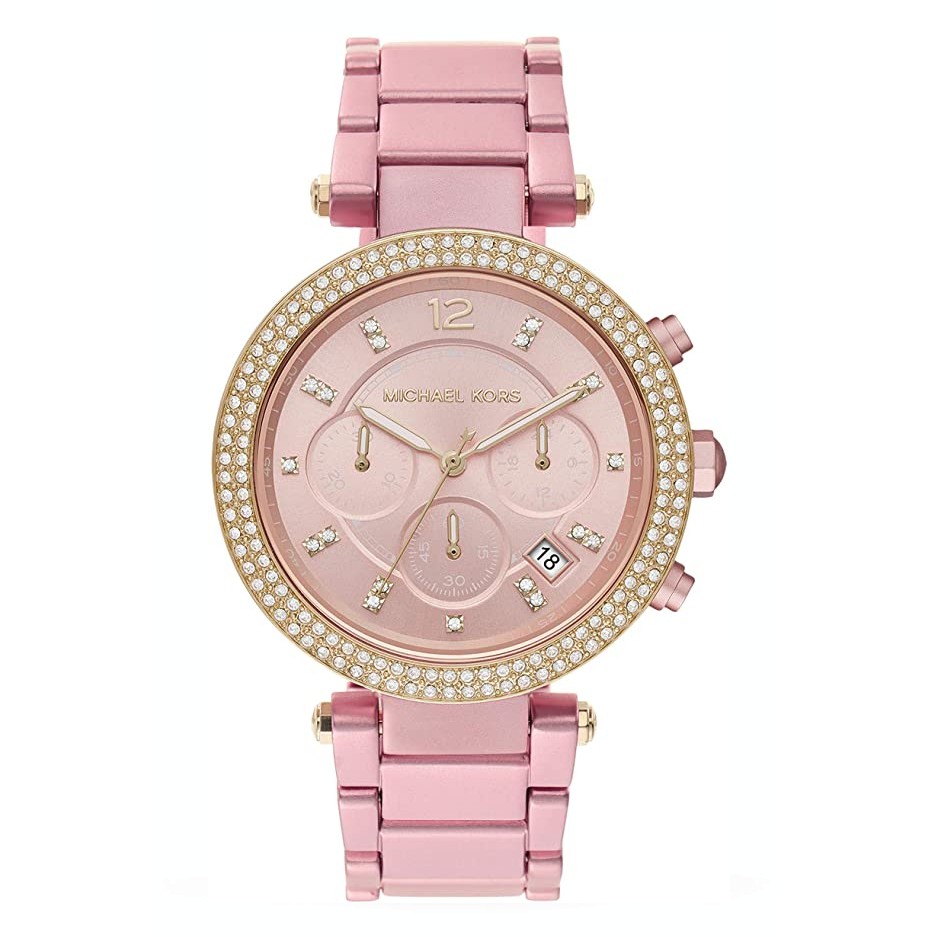 【美麗小舖】MICHAEL KORS 39mm MK6806 粉色鋁合金錶帶 女錶 手錶 腕錶 晶鑽錶 三眼 MK-現貨