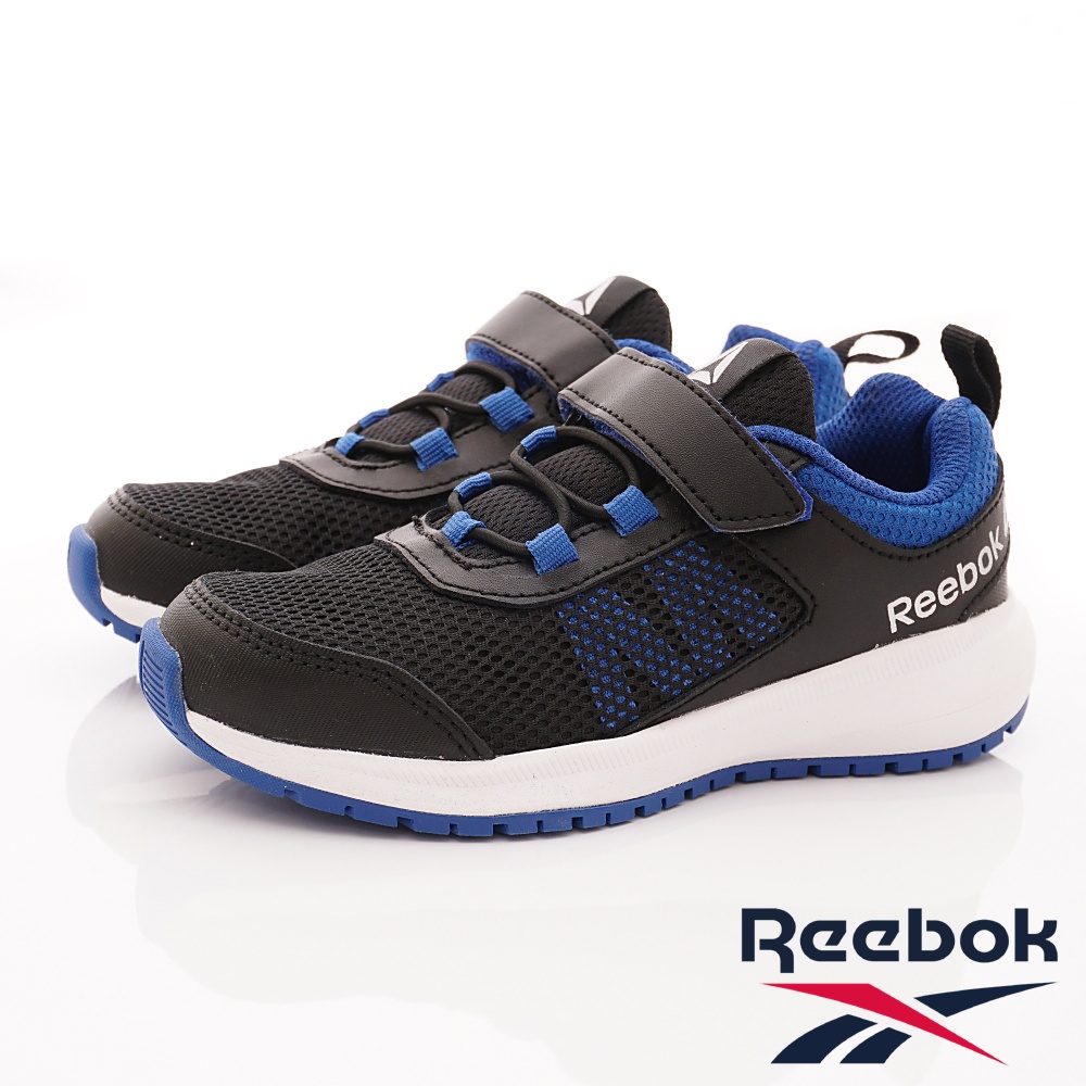 REEBOK銳跑透氣休閒慢跑鞋4205/黑藍(中小童段)19cm(零碼)