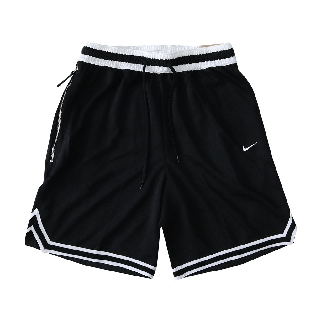 Nike 短褲 Dri-FIT 黑白 男款 快乾排汗 抽繩 籃球褲 拉鍊口袋 鬆緊褲頭【ACS】DA5845-010