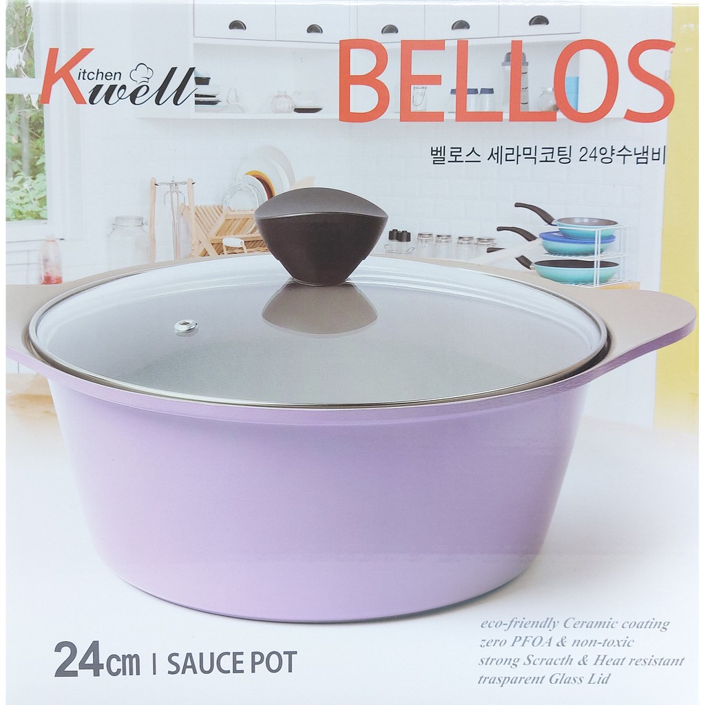 現貨快速出貨 韓國 KitchenWell Bellos 陶瓷雙耳湯鍋/燉鍋 附蓋(24cm)