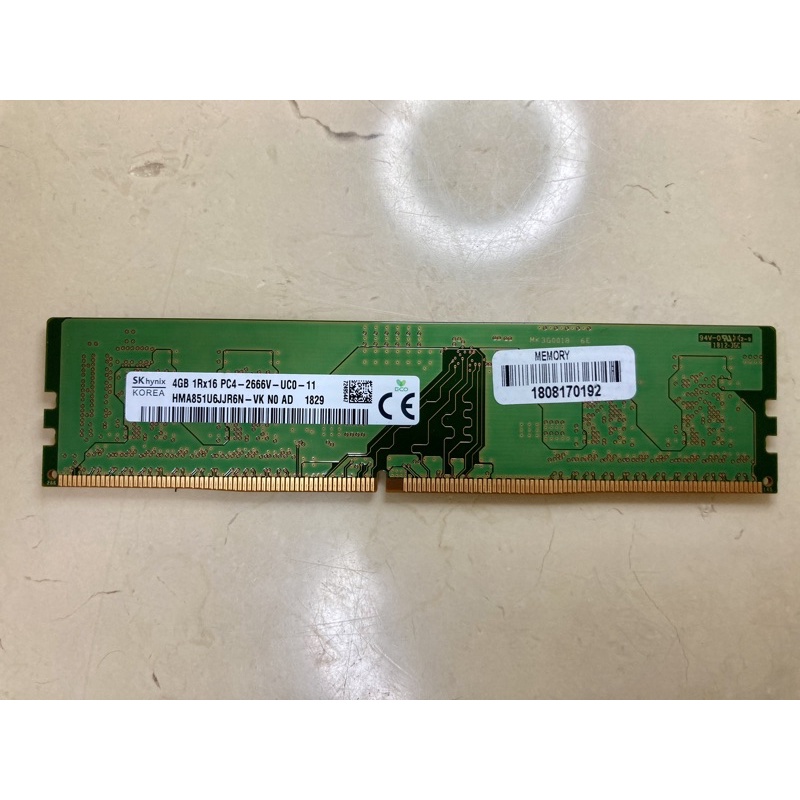 DDR4-2666 4G SK hynix 單面顆粒 (4gb 1rx16 pc4-2666v-uc0-11)