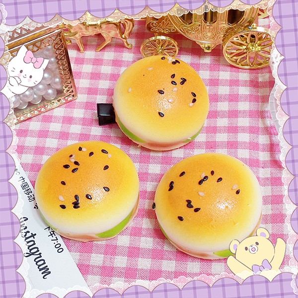 手作飾品❤️獨創PU慢回彈 軟綿綿 芝麻漢堡仿真食玩髮夾 可愛鴨嘴夾 軟綿綿髮夾 特別髮飾🎀米可醬の粉色小屋🎀