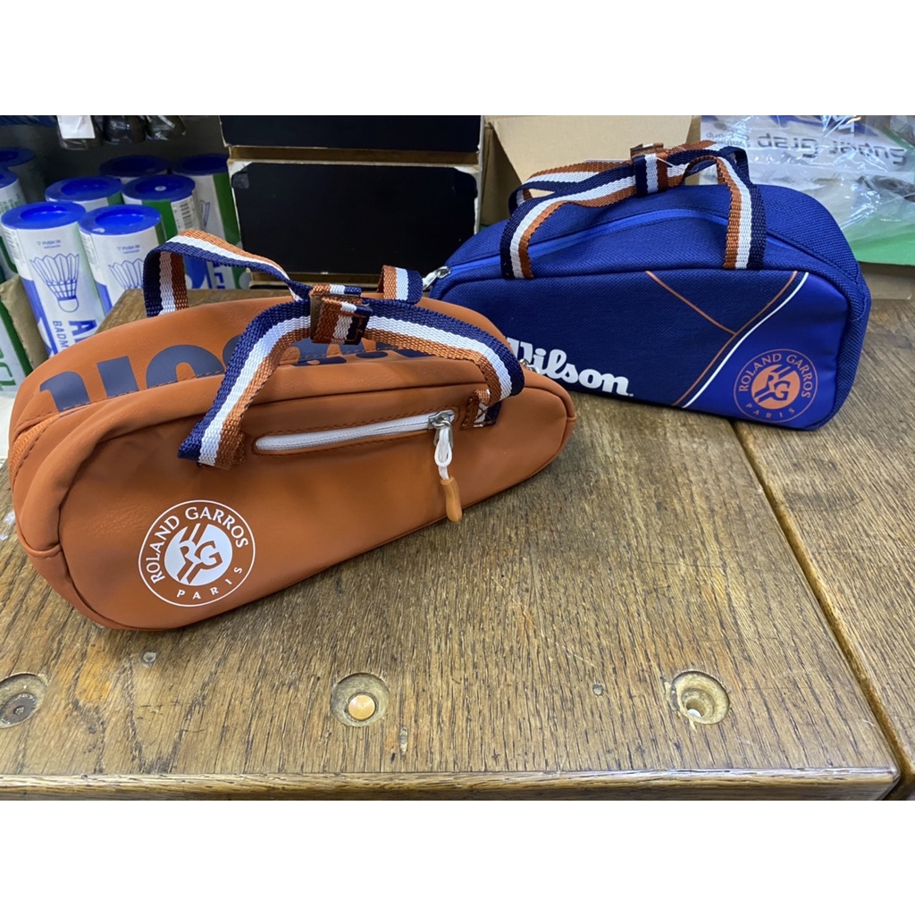 總統網球(自取可刷國旅卡)Wilson RG 法網紀念版 迷你 球拍袋 零錢包 鑰匙包 吊飾 深藍(帆布) 咖啡(仿皮)