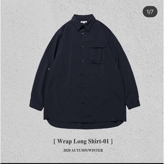 （售出）SIMPLE DESIGN - Wrap Long Shirt -01 - Navy (XL)