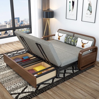 伸縮床 抽拉床 推拉床 儲物多功能實木沙發床兩用可折疊雙人客廳小戶型1.5米單人1.2
