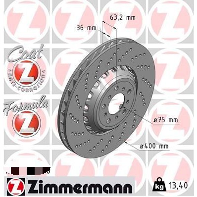 盛揚 OZimmermann 德國原裝OZ鑽孔碟盤 (前盤) BMW F10 M5 (400*36mm) 2片價格