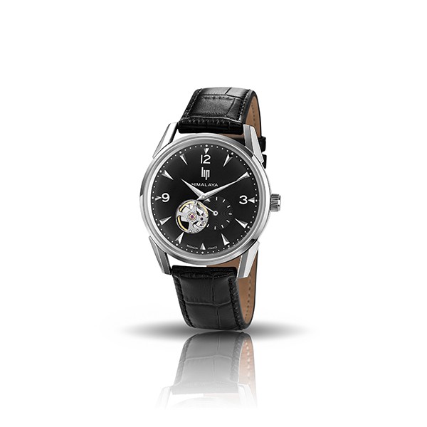 【lip】Himalaya精緻時尚真皮鏤空機械腕錶-壓紋黑/671253/台灣總代理公司貨享兩年保固