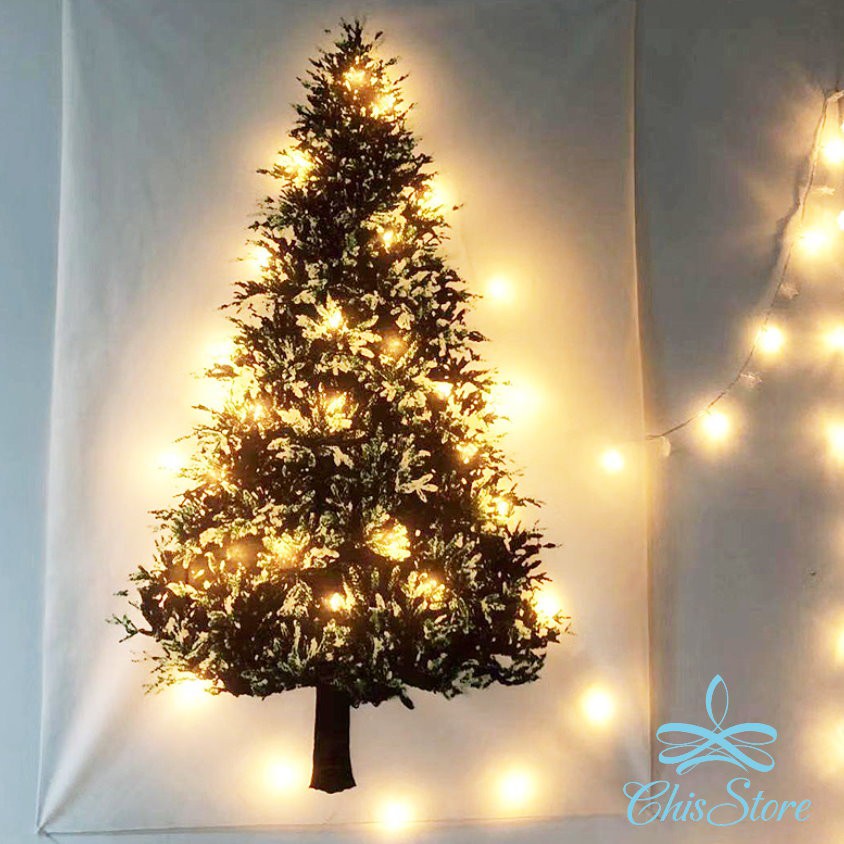 【擬真燈飾聖誕樹】耶誕節 掛布 壁畫 背景牆 聖誕節 聖誕裝飾 聖誕節送禮 居家佈置 簡單 裝飾 松樹 牆壁 擺飾 禮物