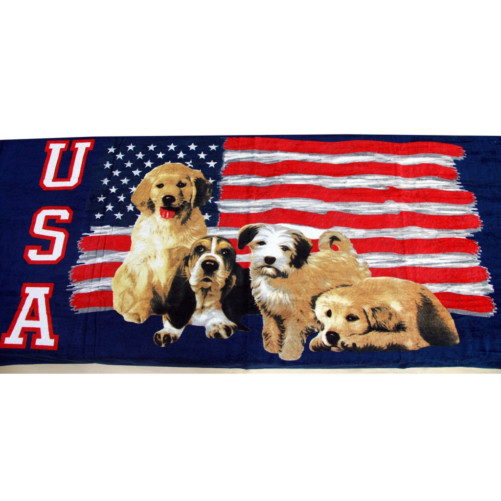 「全新B品」USA美國國旗 拉不拉多 黃金獵犬 米格魯 馬爾濟斯 浴巾