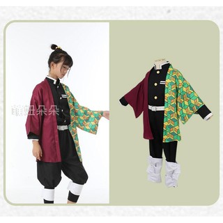 ♥萌妞朵朵2♥兒童鬼滅之刃-富岡義勇 cosplay服裝角色扮演衣服和服萬聖節聖誕節