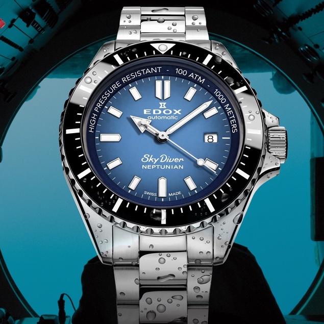 【高雄時光鐘錶】EDOX 伊度 E80120.3NM.BUIDN SkyDiver 海神波賽頓 潛水錶 男錶手錶商務錶