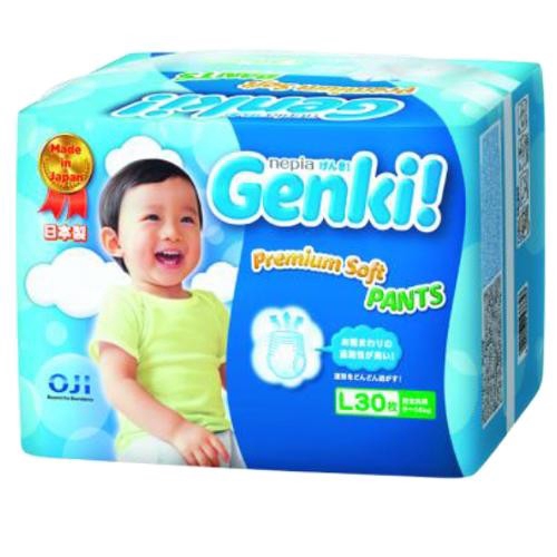 王子 Genki 元氣超柔嬰兒紙尿褲量販特價組(箱)褲型- L(30片/6包)[免運費]