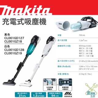 金金鑫五金 正品 CL001GD127 CL001GD128 MAKITA 牧田 40V 吸塵器 臺灣公司貨