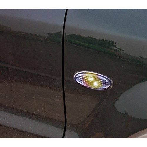 IDFR ODE 汽車精品 FORD 福特 ESCAPE 鍍鉻側燈框+LED黃光燈 MIT