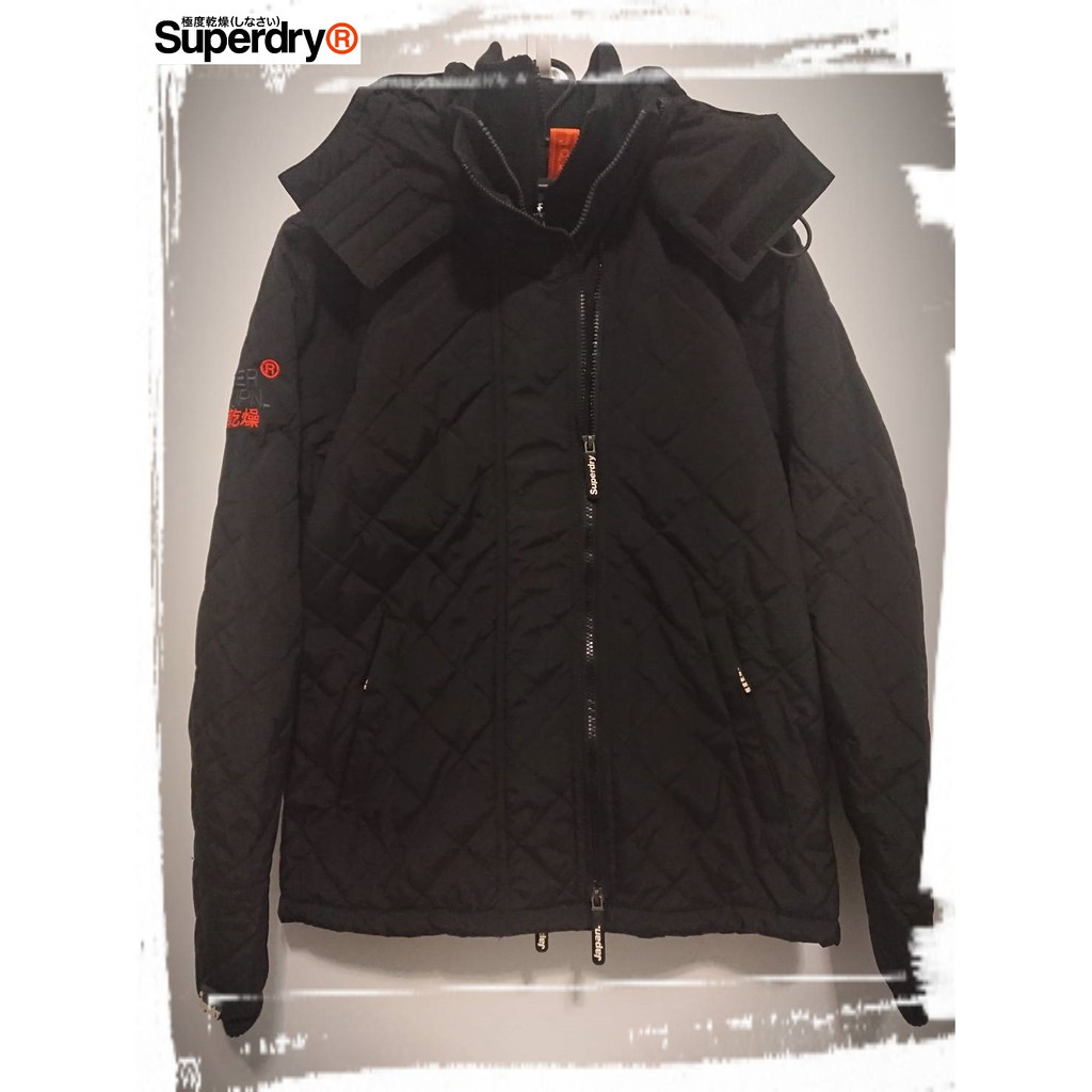 [現貨] 英國直購 Superdry  極度乾燥 連帽防風衝鋒外套 三層拉鍊 格菱紋內刷毛厚款