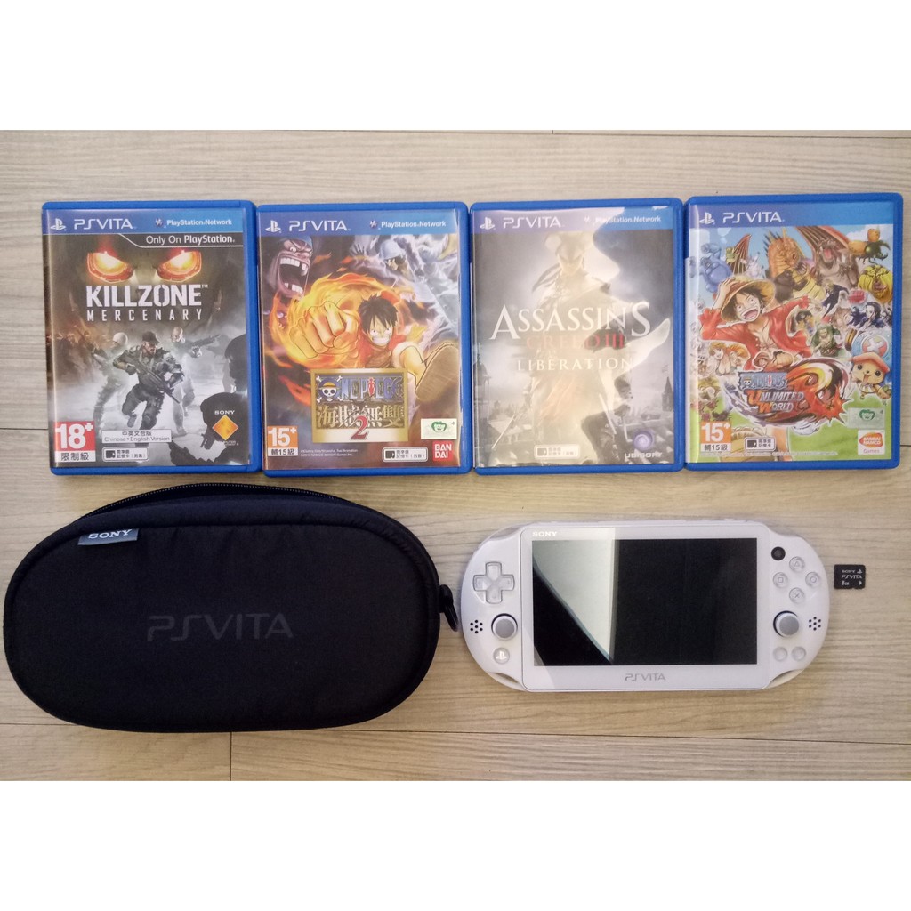 PS Vita 2007(白)+8G記憶卡+專用保護套+4片正版遊戲片