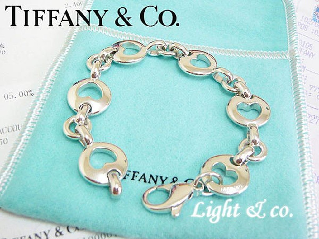 【Light &amp; co.】專櫃真品 TIFFANY &amp; CO 純銀 925 愛心 手鍊 鏤空 圓牌 心牌 粗圈手鍊