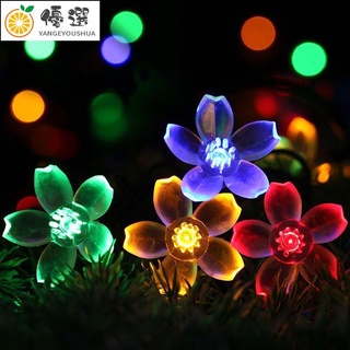 【現貨✧熱賣】戶外防水LED太陽能燈串櫻花花朵造型閃燈桃花燈串聖誕節庭院裝飾【嚴格優選】