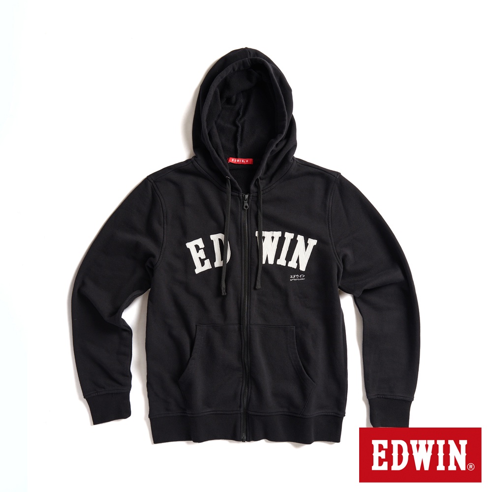 EDWIN 貼布繡LOGO連帽外套(黑色)-男款【人氣復刻款】