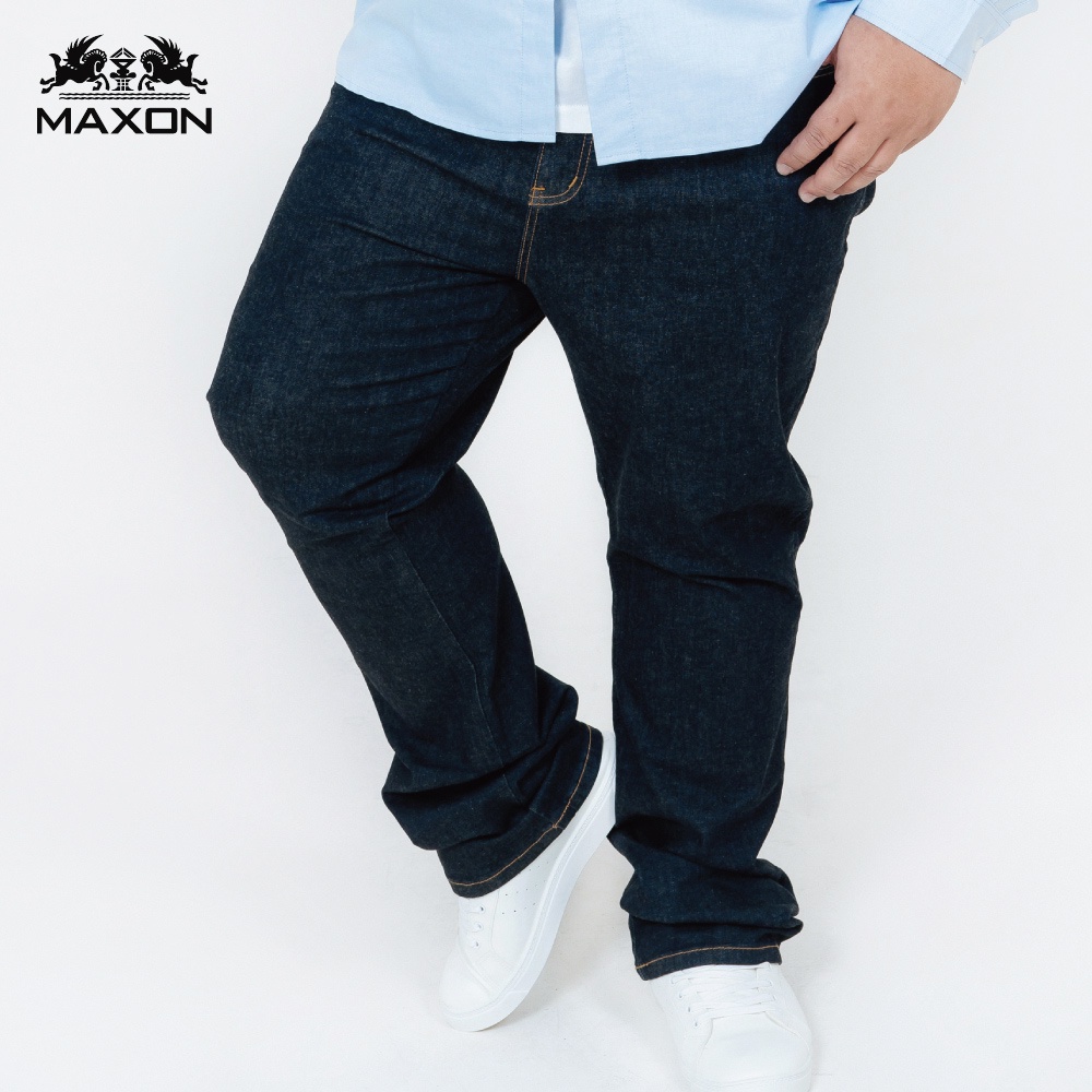 【MAXON大尺碼】台灣製/深藍牛仔原色標準版彈性直筒褲38~62腰 特大加大尺碼 免運87935-58