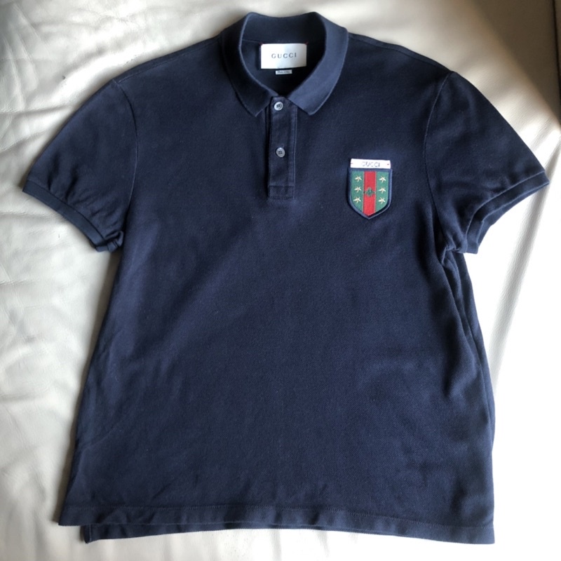 保證正品 Gucci 黑色 經典紅綠標章 短袖POLO衫 size L 適合 M