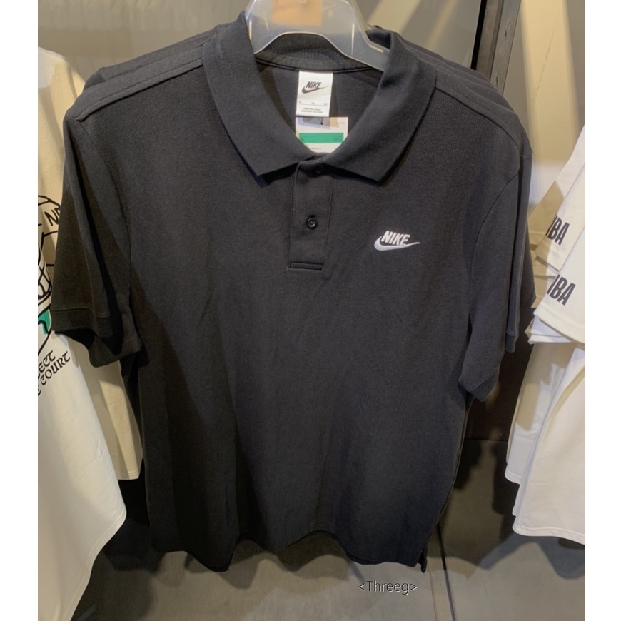 Threeg🐲 NIKE NSW POLO衫 運動短袖 純棉 刺繡LOGO 黑色 男款 CJ4457-010