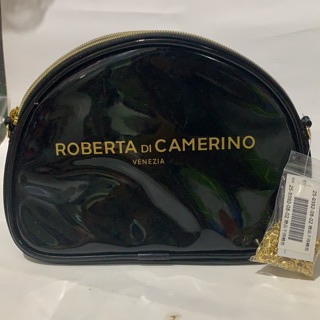 全新品 專櫃公司貨 ROBERTA DI CAMERINO 黑色 多功能 時尚貝殼包 化妝包 化粧包 側背包 肩背包